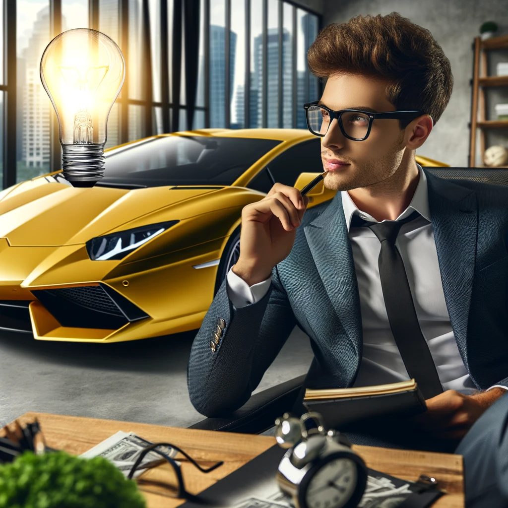 Un jeune entrepreneur inspiré par une Lamborghini luxueuse